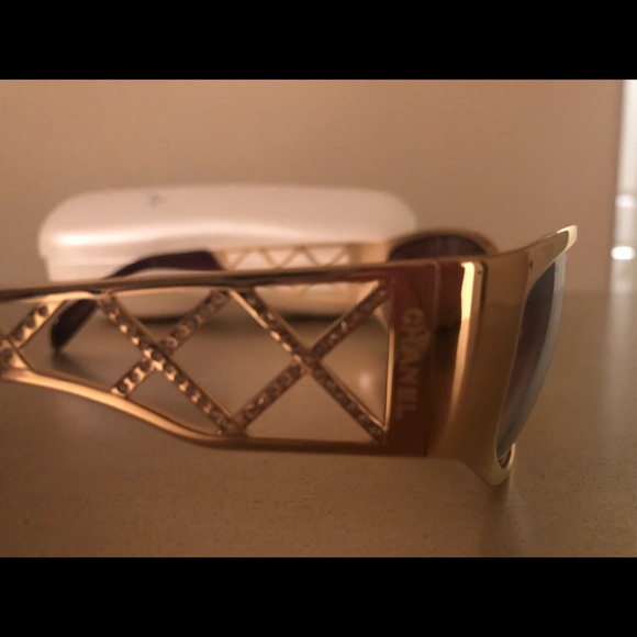 SOLD Chanel Sunglasses Metal Frame w/ Crystals - Picture 5 of 8